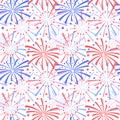 Festive fireworks, salute burst, colorful seamless vector