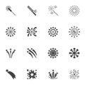 Festive fireworks vector icons set