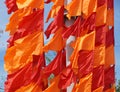 Festive flags of red and orange color Royalty Free Stock Photo