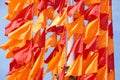 Festive flags of red and orange color Royalty Free Stock Photo