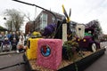 Festive float decorated with a vibrant floral arrangement at the Flower Parade Bollenstreek