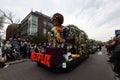 Festive float decorated with a vibrant floral arrangement at the Flower Parade Bollenstreek