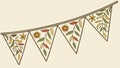 Festive Floral Bunting Garland with Rustic Charm, vector design Generative AI Royalty Free Stock Photo