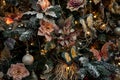 Festive Floral & Butterfly Christmas Tree Decor Royalty Free Stock Photo