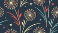 Festive Floral Fireworks Pattern for Celebrations and Dynamic Backgrounds, vector design Generative AI Royalty Free Stock Photo