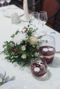 Festive flower composition on table for celebration