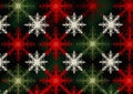 Festive Flurries: A Closeup of Red and Green Snowflakes in a Che