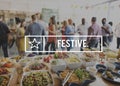 Festive Foodie Eating Delicious Party Celebration Concept Royalty Free Stock Photo
