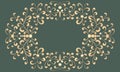 A festive frame with golden curls, cute simple patterns, brush strokes, ornate embellishments, and space for text. dark background