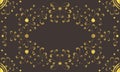 A festive frame with golden curls, cute simple patterns, brush strokes, ornate embellishments, and space for text. dark brown