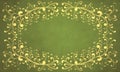 A festive frame with golden curls, cute simple patterns, brush strokes, ornate embellishments, and space for text. green bright