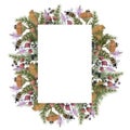 Festive frame made of colorful wildflowers
