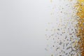 Festive Frame with Silver and Gold Glitter Confetti Background for Celebrations and Events Royalty Free Stock Photo