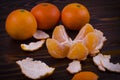 Festive Fruits. Tangerines to a festive table on a wooden background