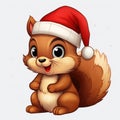 Festive Furry Friend: Cute Christmas Squirrel Clipart - Isolated on White Background - Generative AI