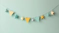 Festive garland, baby background, paper cut, AI Generated