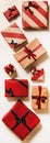 Festive gift boxes in wrapping paper for Christmas, vertical composition Royalty Free Stock Photo