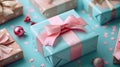 Festive Gift Stacks: A Joyful Heap of Wrapped Boxes with Bows for Christmas, Royalty Free Stock Photo