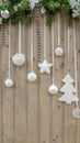 Festive Gifts Decorated with Linen Cord, Cinnamon, Pine cones, Walnuts. Toned image. Snow Drawn.