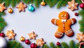 Festive Gingerbread Delight: Cheery Decorations with Copy Space Royalty Free Stock Photo