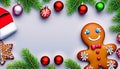 Festive Gingerbread Delight: Cheery Decorations with Copy Space Royalty Free Stock Photo