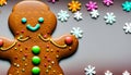 Festive Gingerbread Delight: Cheery Decorations with Copy Space Royalty Free Stock Photo