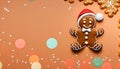 Festive Gingerbread Delight: Cheery Decorations with Copy Space Royalty Free Stock Photo