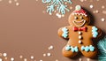 Festive Gingerbread Delight: Cheery Decorations with Copy Space