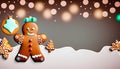 Festive Gingerbread Delight: Cheery Decorations with Copy Space Royalty Free Stock Photo