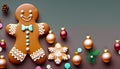 Festive Gingerbread Delight: Cheery Decorations with Copy Space