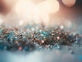 Festive glitter and sparkle liquid bubbles on blurry background. Abstract twinkly magic lights and party vesicles. Generative AI