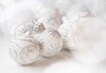 Festive glittery silver Christmas balls closeup, winter season C