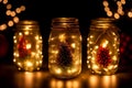 Festive Glow Captivating Christmas Mason Jar Lanterns.AI Generated