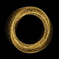 Festive golden sparkle background. Glitter border, circle frame. Black and gold vector dust. Great for christmas and Royalty Free Stock Photo