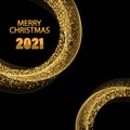Festive golden sparkle background. Glitter border, circle frame. Black and gold vector dust. Great for christmas and Royalty Free Stock Photo
