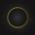 Festive golden sparkle background. Glitter border, circle frame. Black and gold vector dust. Great for christmas and birthday Royalty Free Stock Photo