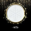 Festive golden sparkle background. Glitter border, circle frame. Black and gold vector dust. Great for christmas and Royalty Free Stock Photo