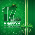 Festive green background to St. Patricks Day. Happy St. Patricks Day. March 17