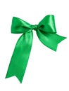 Festive green bow made of ribbon