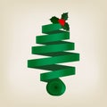 Festive green Christmas tree of coiled ribbon