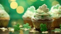 Festive Green Cupcake with Sprinkles for St. Patrick's Day Celebration - Generative AI