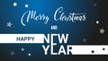 Festive greeting with New Year and Merry Christmas using letters of original shapes.