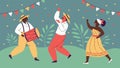 Festive group of people dancing and celebrating in carnival attire. vector design Generative AI Royalty Free Stock Photo