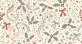 Festive Hand-Drawn Christmas Pattern Royalty Free Stock Photo