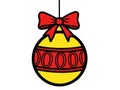 Bright yellow easter egg ornament with red ribbon bow and decorative band Royalty Free Stock Photo