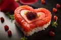 Festive Heart shaped sushi. Generate Ai