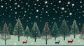 Christmas tree, reindeer, and star icons in a repeating pattern Royalty Free Stock Photo