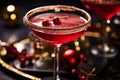 Festive holiday cocktail with a sparkly sugared rim. Sparkling holiday new year party. Generative AI