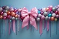 Festive Holiday Compositions: Colorful Dragees with Ribbons, Bows, and Flowers Arrangement