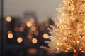 Festive Holiday Decor. Blurred Background with Exquisitely Adorned Christmas Tree